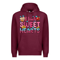 Burgundy i teach sweet hearts olivia Premium Hoodie - OliviaCreatesArt