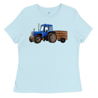 Baby Blue Farm Tractor Ladies Tee - RanaPortraitStore