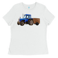 White Farm Tractor Ladies Tee - RanaPortraitStore