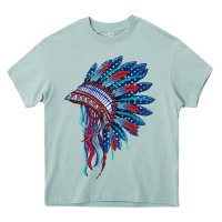 Indian Headdress With American Flag Heavy Core Tee | Teevron