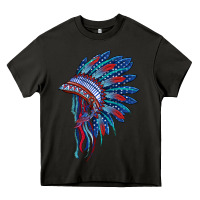 Asphalt indian headdress with american flag Heavy Core Tee - BarkalooDesign