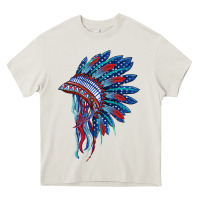 Cream indian headdress with american flag Heavy Core Tee - BarkalooDesign