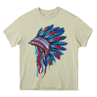 Mossy indian headdress with american flag Heavy Core Tee - BarkalooDesign