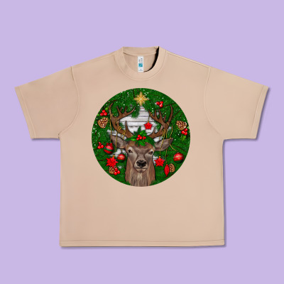 Deer Christmas Urban Heavy Tee Designed By Bundleandbundleshop
