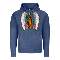 Vintage Denim Angel Wing Lady of Guadalupe Vintage Hoodie - Jasminsmagicworld