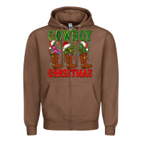 Chestnut cowboy christmas boots cactus Zipper Hoodie - CowGirlArtShop