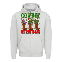 Dove Grey cowboy christmas boots cactus Zipper Hoodie - CowGirlArtShop