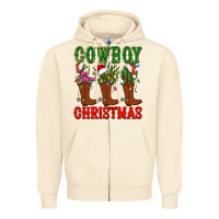 Sandshell cowboy christmas boots cactus Zipper Hoodie - CowGirlArtShop
