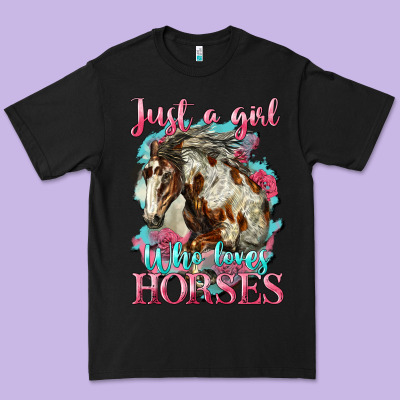 Just A Girl Who Loves Horses Mustang Premium Tee Designed By Lillyallendesigns