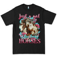 Black just a girl who loves horses mustang Premium Tee - LillyAllenDesigns