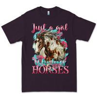 Plum just a girl who loves horses mustang Premium Tee - LillyAllenDesigns
