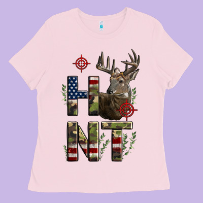 Deer Hunting Usa Flag Ladies Tee Designed By Lillyallendesigns