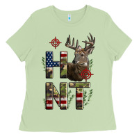 Matcha Deer Hunting Usa Flag Ladies Tee - LillyAllenDesigns
