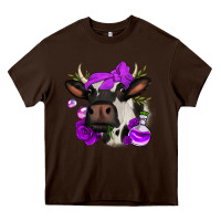 Chocolate Brown halloween roses cow Heavy Core Tee - Jasminsmagicworld