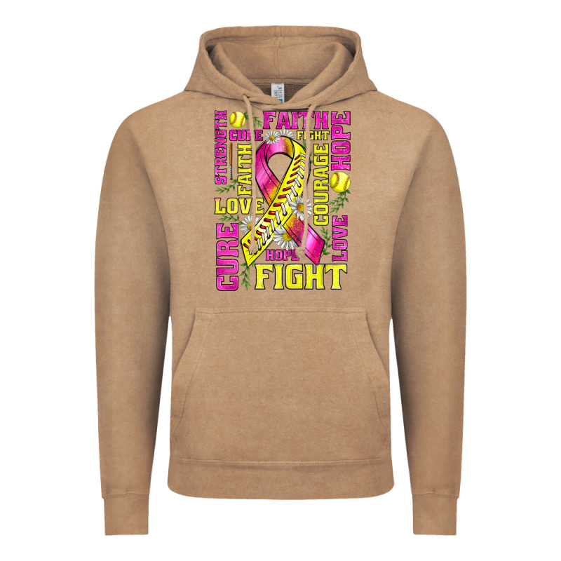 Breast Cancer Softball Ribbon Love Cure Fight Bbs Vintage Hoodie by BundleAndBundleShop | Teevron