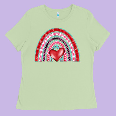Valentine's Day Rainbow Ladies Tee Designed By Barkaloodesign