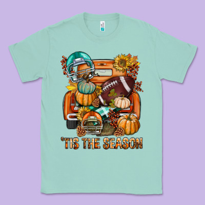 Tis The Season Fall Football Truck Classic Tee Designed By Bundleandbundleshop