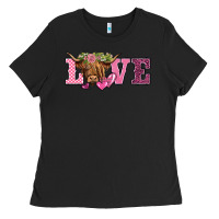 Black valentine's day love highland cow Ladies Tee - BarkalooDesign
