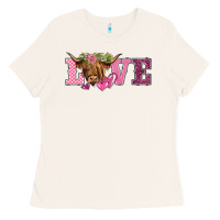 Bone valentine's day love highland cow Ladies Tee - BarkalooDesign