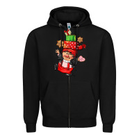 Black cute christmas girl gnome Zipper Hoodie - CowGirlArtShop