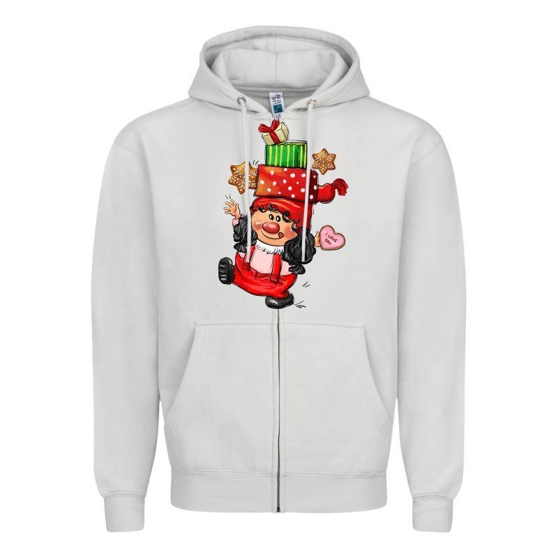 Cute Christmas Girl Gnome Zipper Hoodie by CowGirlArtShop | Teevron