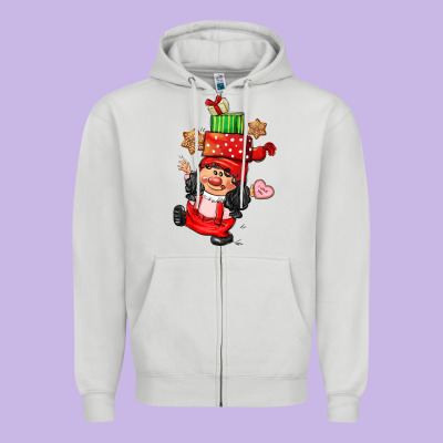 Cute Christmas Girl Gnome Zipper Hoodie Designed By Cowgirlartshop