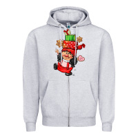 Heather Grey cute christmas girl gnome Zipper Hoodie - CowGirlArtShop