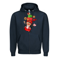 Navy cute christmas girl gnome Zipper Hoodie - CowGirlArtShop
