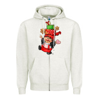 Oatmeal Heather cute christmas girl gnome Zipper Hoodie - CowGirlArtShop