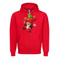 Red cute christmas girl gnome Zipper Hoodie - CowGirlArtShop