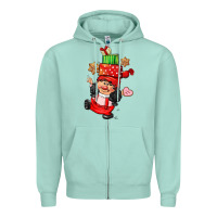 Seafoam cute christmas girl gnome Zipper Hoodie - CowGirlArtShop