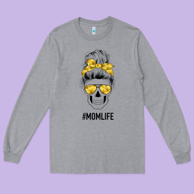 Yellow Flower Mom Skull Long Sleeve Tee Designed By Bettercallsaul
