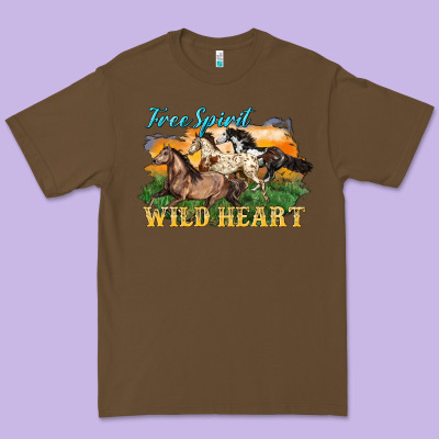 Free Spirit Wild Heart 3 Horses Premium Tee Designed By Lillyallendesigns