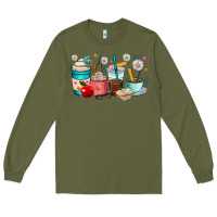 Army Green teacher coffee cups Long Sleeve Tee - RanaPortraitStore
