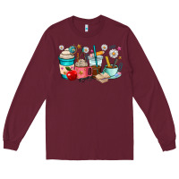 Burgundy teacher coffee cups Long Sleeve Tee - RanaPortraitStore