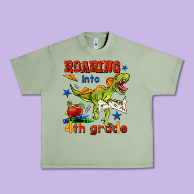Roaring Into 4th Grade Urban Heavy Tee Designed By Bundleandbundleshop