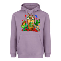 Lavender Mexican Cold Drink With Cactus Sombrero And Tequil Heavyweight Hoodie - FaDigitalArtStudio