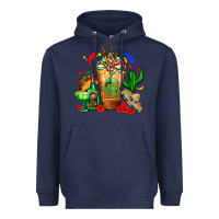 Navy Mexican Cold Drink With Cactus Sombrero And Tequil Heavyweight Hoodie - FaDigitalArtStudio