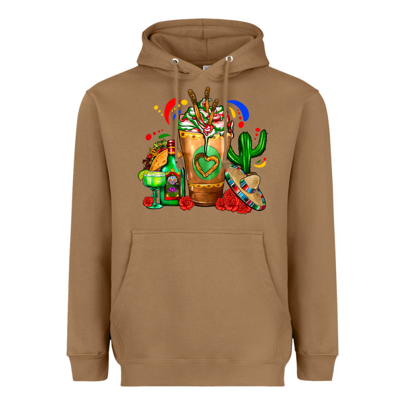 Mexican Cold Drink With Cactus Sombrero And Tequil Heavyweight Hoodie by FaDigitalArtStudio | Teevron