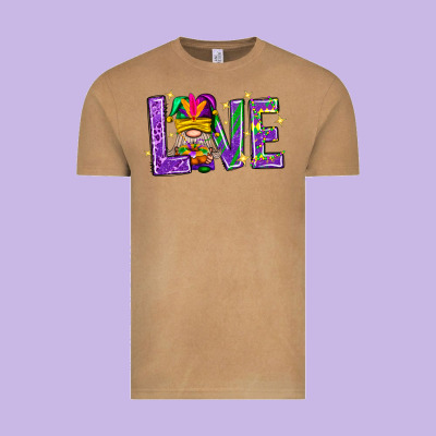 Mardi Gras Love With Gnome Vintage Tee Designed By Bundleandbundleshop