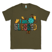 Army Green I Am Blessed Cross Classic Tee - BundleAndBundleShop