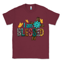 Burgundy I Am Blessed Cross Classic Tee - BundleAndBundleShop