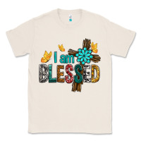 Natural I Am Blessed Cross Classic Tee - BundleAndBundleShop