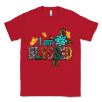 Red I Am Blessed Cross Classic Tee - BundleAndBundleShop