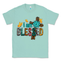 Seafoam I Am Blessed Cross Classic Tee - BundleAndBundleShop