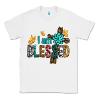 White I Am Blessed Cross Classic Tee - BundleAndBundleShop