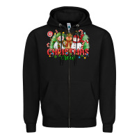Black christmas crew polar bear reindeer and snowman Zipper Hoodie - CowGirlArtShop