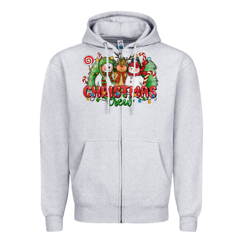 Christmas Crew Polar Bear Reindeer And Snowman Zipper Hoodie by CowGirlArtShop | Teevron