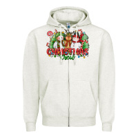 Oatmeal Heather christmas crew polar bear reindeer and snowman Zipper Hoodie - CowGirlArtShop
