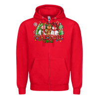 Red christmas crew polar bear reindeer and snowman Zipper Hoodie - CowGirlArtShop